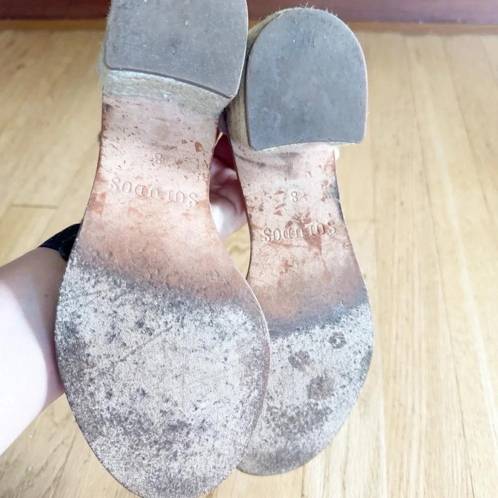 Soludos  Anthropologie Capri Espadrilles‎ Block Heel Tan Suede Women's  Size 8